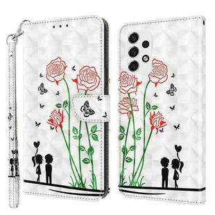 For Samsung Galaxy A52 5G / A52s 3D Painted Leather Phone Case(Couple Rose)