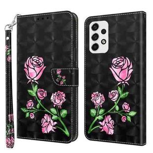 For Samsung Galaxy A52 5G / A52s 3D Painted Leather Phone Case(Rose)