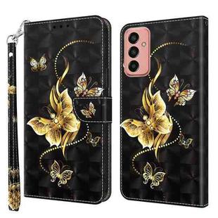 For Samsung Galaxy M13 4G / A23 / M23 5G 3D Painted Leather Phone Case(Golden Swallow Butterfly)