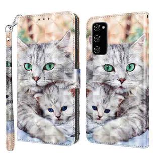 For Samsung Galaxy S20 FE 3D Painted Leather Phone Case(Two Loving Cats)