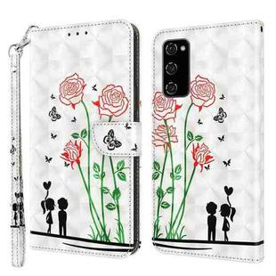 For Samsung Galaxy S20 FE 3D Painted Leather Phone Case(Couple Rose)