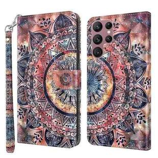 For Samsung Galaxy S22 Ultra 5G 3D Painted Leather Phone Case(Colorful Mandala)