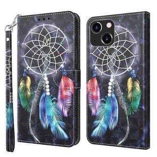 For iPhone 14 Plus 3D Painted Leather Phone Case (Colorful Dreamcatcher)