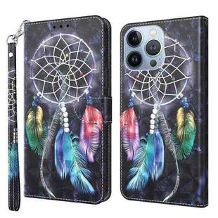 For iPhone 14 Pro Max 3D Painted Leather Phone Case (Colorful Dreamcatcher)