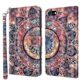 For iPhone SE 2022 / SE 2020 / 8 / 7 3D Painted Leather Phone Case(Colorful Mandala)