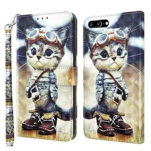 3D Painted Leather Phone Case For iPhone 8 Plus / 7 Plus(Naughty Cat)