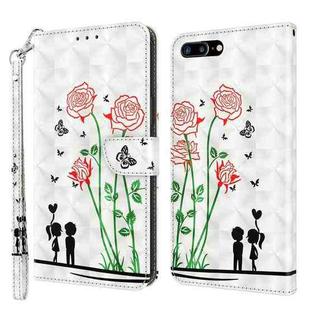 3D Painted Leather Phone Case For iPhone 8 Plus / 7 Plus(Couple Rose)