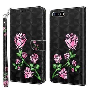 3D Painted Leather Phone Case For iPhone 8 Plus / 7 Plus(Rose)