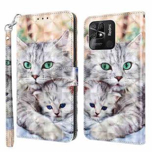 For Xiaomi Redmi 10C Global 3D Painted Leather Phone Case(Two Loving Cats)