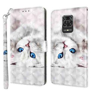 For Xiaomi Redmi Note 9 Pro / Note 9 Pro Max 3D Painted Leather Phone Case(Reflection White Cat)