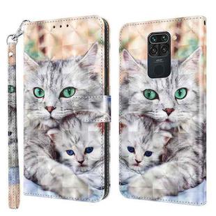 For Xiaomi Redmi Note 9 / 10X 4G 3D Painted Leather Phone Case(Two Loving Cats)