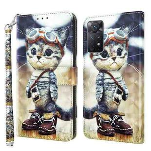 For Xiaomi Redmi Note 11 5G / 4G Global 3D Painted Leather Phone Case(Naughty Cat)