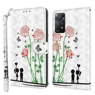 For Xiaomi Redmi Note 11 5G / 4G Global 3D Painted Leather Phone Case(Couple Rose)