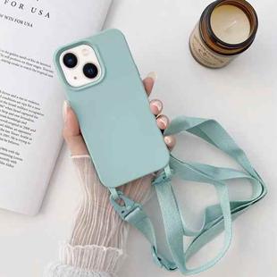 For iPhone 14 Plus Elastic Silicone Lanyard Case (Sky Blue)