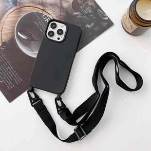 For iPhone 14 Pro Max Elastic Silicone Lanyard Case (Black)