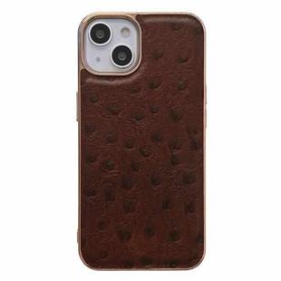 For iPhone 13 Genuine Leather Ostrich Texture Nano Case(Coffee)