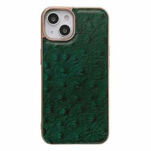 For iPhone 13 Genuine Leather Ostrich Texture Nano Case(Green)
