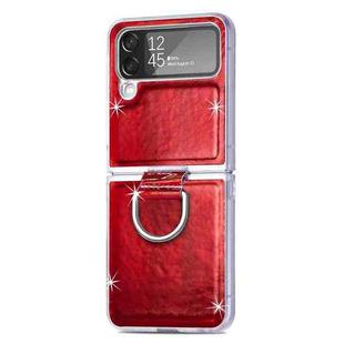 For Samsung Galaxy Z Flip4 Laser Skin Color Changing PC Phone Case with Ring(Red)