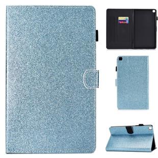 Glitter Left and Right Flat Leather Case with Pen Cover & Card Slot & Buckle Anti-skid Strip and Bracket(Blue)