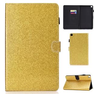 Glitter Left and Right Flat Leather Case with Pen Cover & Card Slot & Buckle Anti-skid Strip and Bracket(Golden)