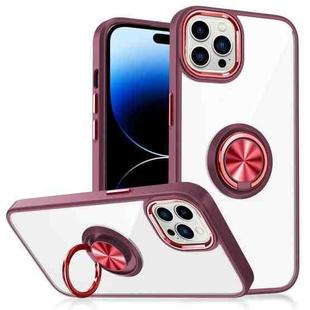 For iPhone 14 Pro Max Ring Holder TPU Acrylic Phone Case (Red)