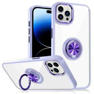 For iPhone 14 Pro Max Ring Holder TPU Acrylic Phone Case (Purple)