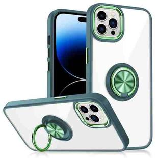 For iPhone 14 Pro Max Ring Holder TPU Acrylic Phone Case (Green)