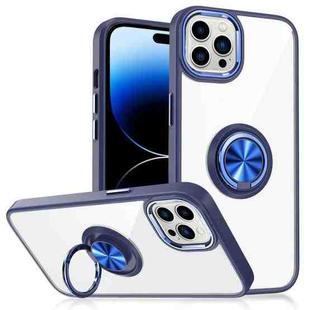 For iPhone 14 Pro Max Ring Holder TPU Acrylic Phone Case (Blue)