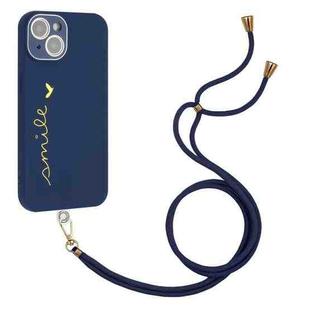 Gilding Line TPU Phone Case with Strap For iPhone 14 (Royal Blue)