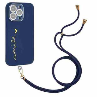 Gilding Line TPU Phone Case with Strap For iPhone 14 Pro (Royal Blue)