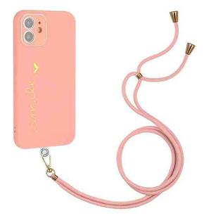 Gilding Line TPU Phone Case with Strap For iPhone 12 mini (Pink)