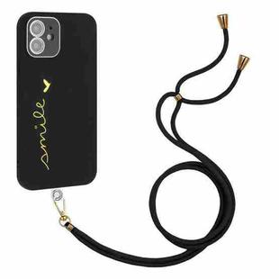 Gilding Line TPU Phone Case with Strap For iPhone 12 (Black)