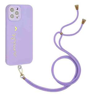 Gilding Line TPU Phone Case with Strap For iPhone 12 Pro Max (Light Purple)