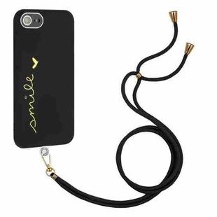 For iPhone SE 2022 / SE 2020 / 7 / 8 Gilding Line TPU Phone Case with Strap (Black)