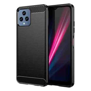 For T-Mobile REVVL 6 5G Brushed Texture Carbon Fiber TPU Phone Case (Black)