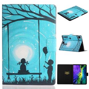 For iPad Pro 11 inch 2020 Painted Left and Right Flat Leather Tablet Case with Sleep Function & Card Slot & Buckle Anti-skid Strip and Bracket(Lovers)