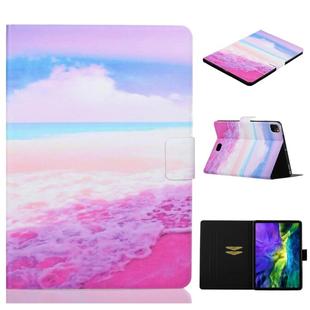 For iPad Pro 11 inch 2020 Painted Left and Right Flat Leather Tablet Case with Sleep Function & Card Slot & Buckle Anti-skid Strip and Bracket(Marble)