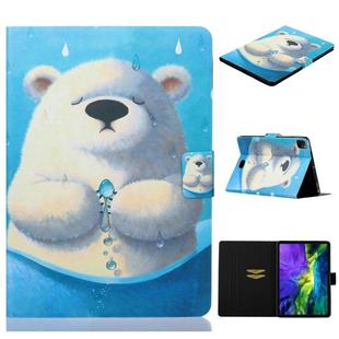 For iPad Pro 11 inch 2020 Painted Left and Right Flat Leather Tablet Case with Sleep Function & Card Slot & Buckle Anti-skid Strip and Bracket(Polar Bear)