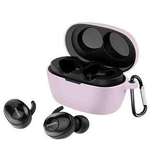 For Philips SHB2505 Pure Color Bluetooth Earphone Soft Silicone Protective Case With Hook(Pink)