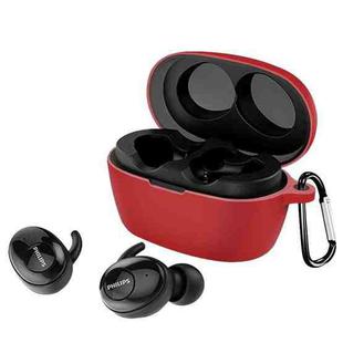 For Philips SHB2505 Pure Color Bluetooth Earphone Soft Silicone Protective Case With Hook(Red)
