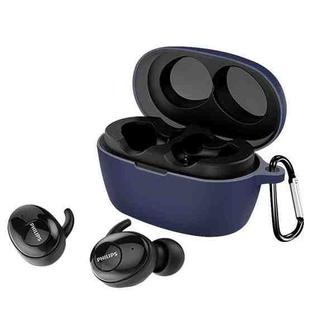 For Philips SHB2505 Pure Color Bluetooth Earphone Soft Silicone Protective Case With Hook(Dark Blue)