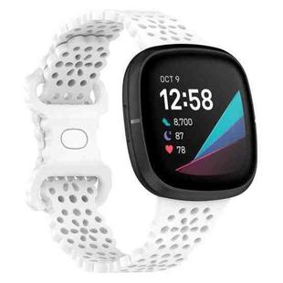 For Fitbit Versa 4 / 3 / Sense 1 / 2 Lace Hollowed Silicone Watch Band(White)