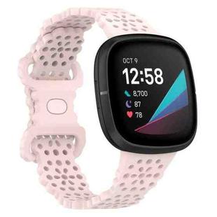 For Fitbit Versa 4 / 3 / Sense 1 / 2 Lace Hollowed Silicone Watch Band(Sand Pink)