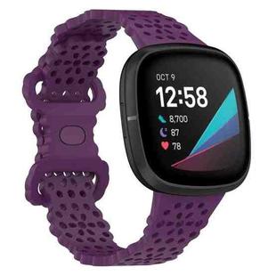 For Fitbit Versa 4 / 3 / Sense 1 / 2 Lace Hollowed Silicone Watch Band(Dark Purple)