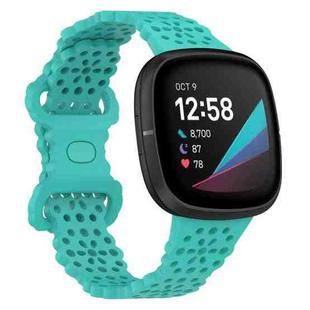 For Fitbit Versa 4 / 3 / Sense 1 / 2 Lace Hollowed Silicone Watch Band(Teal Green)