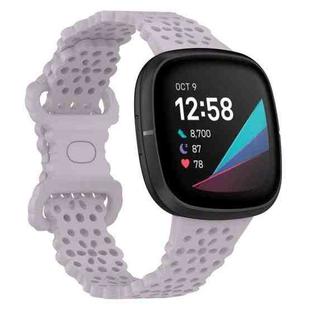 For Fitbit Versa 4 / 3 / Sense 1 / 2 Lace Hollowed Silicone Watch Band(Lavender)