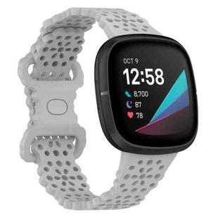 For Fitbit Versa 4 / 3 / Sense 1 / 2 Lace Hollowed Silicone Watch Band(Rock Grey)