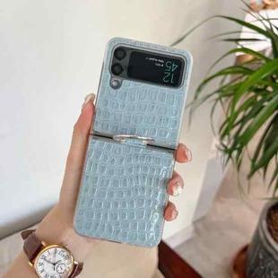 For Samsung Galaxy Z Flip4 Crocodile Pattern+TPU Phone Case with Ring(Blue)