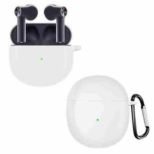 For OnePlus Buds Pure Color Bluetooth Earphone Soft Silicone Protective Case With Hook(White)
