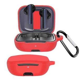 For FIIL CG Pro Pure Color Bluetooth Earphone Soft Silicone Protective Case With Hook(Red)